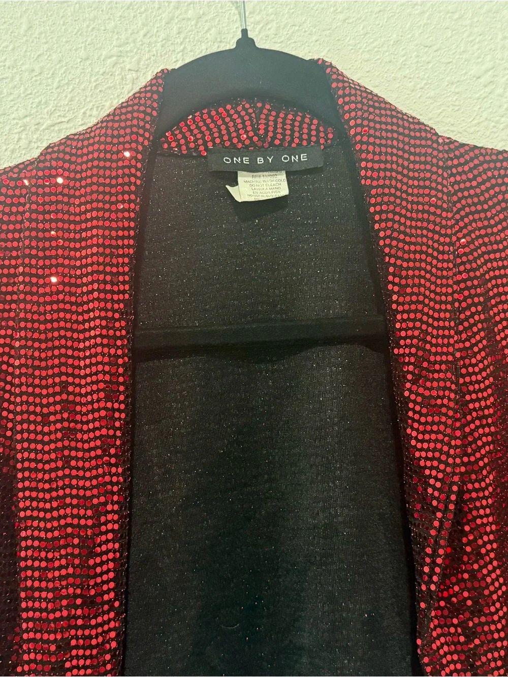 One by one Red Sequin like Cropped Bolero Jacket